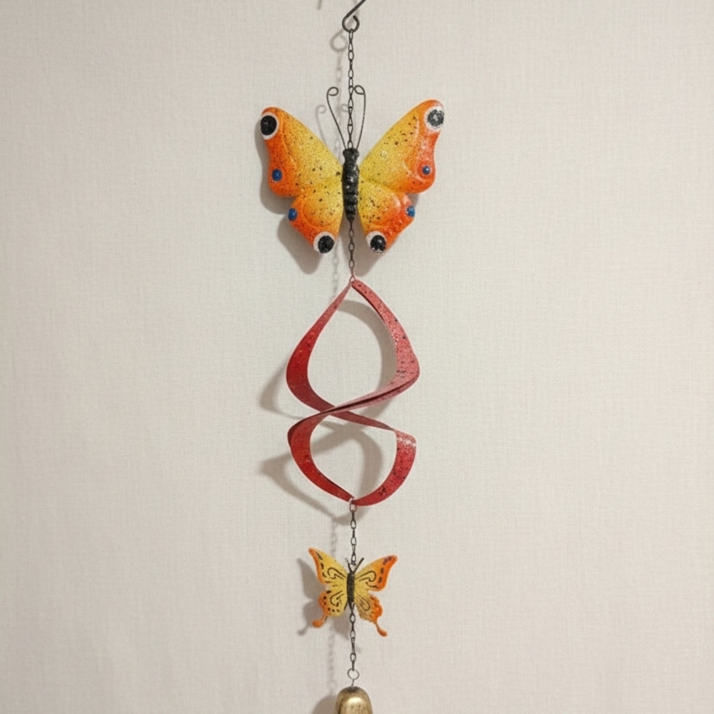 🛍️ Bundle Savings  Vibrant Metal Butterfly Wind Chime & Spinner Garden Decor
